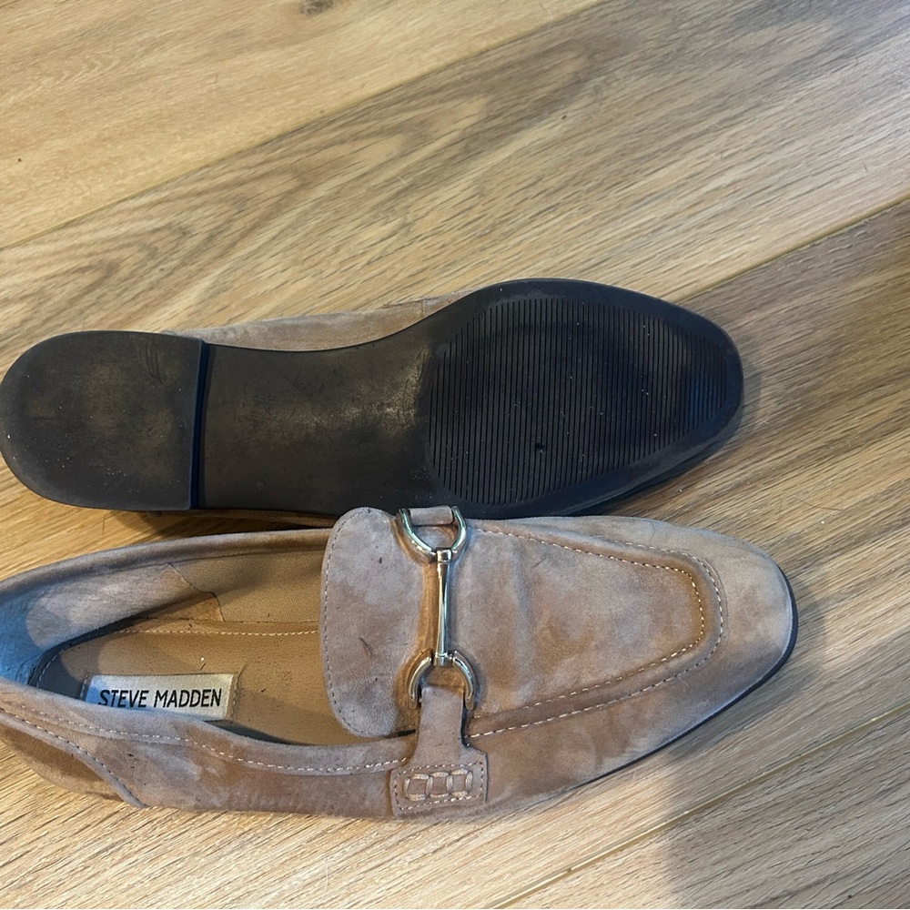 Steve Madden Suede Loafers with Gold Bit - Taupe - Picture 3 of 3